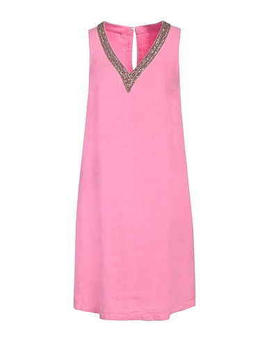 120% LINO Short dress Pink 100% Linen