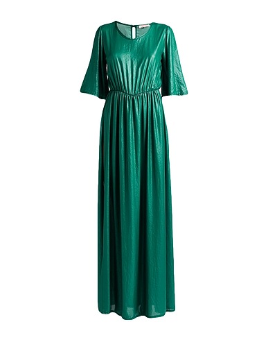 KONTATTO Long dress Green 100% Polyester, Viscose, Elastane