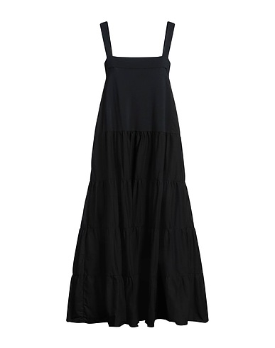 MAMA B. Midi dress Black 93% Cotton, 7% Elastane