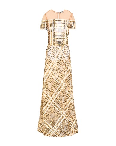 ELISABETTA FRANCHI Long dress Gold 100% Polyamide, Plastic
