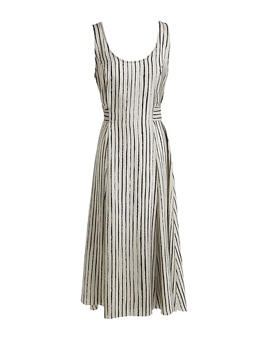 MASNADA Midi dress Grey 50% Linen, 50% Viscose