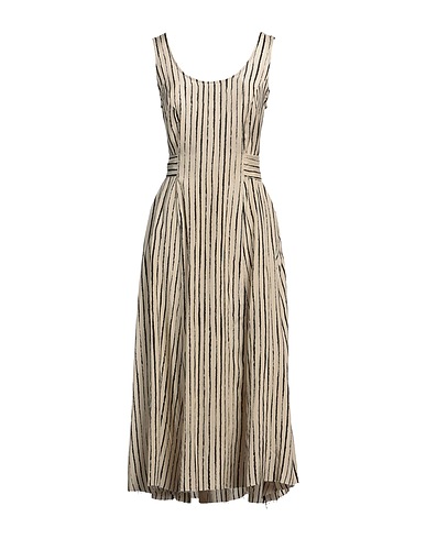 MASNADA Midi dress Beige 50% Linen, 50% Viscose