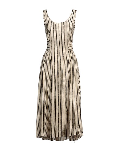 MASNADA Midi dress Beige 50% Linen, 50% Viscose