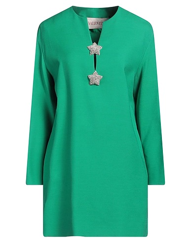 VALENTINO GARAVANI Short dress Green 65% Virgin Wool, 35% Silk
