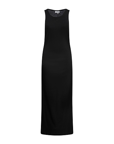 GANNI Long dress Black 95% Organic cotton, 5% Elastane