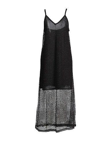 MARIUCCIA Long dress Black 50% Polyester, 50% Metallic fiber