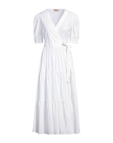 TWINSET Midi-Kleid Weiß 96% Baumwolle, 4% Elastan