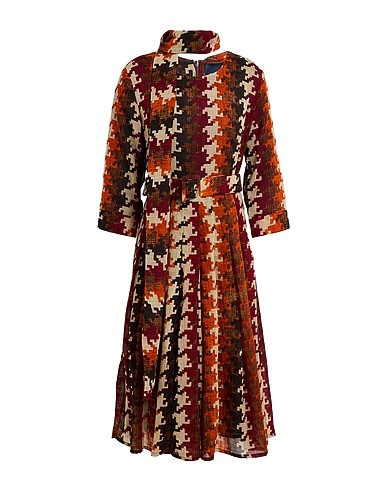 SAMANTHA SUNG Midi dress Burgundy 100% Cotton, Wool