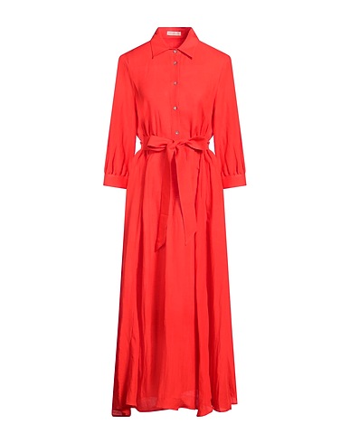 CAMICETTASNOB Long dress Tomato red 62% Rayon, 38% Linen