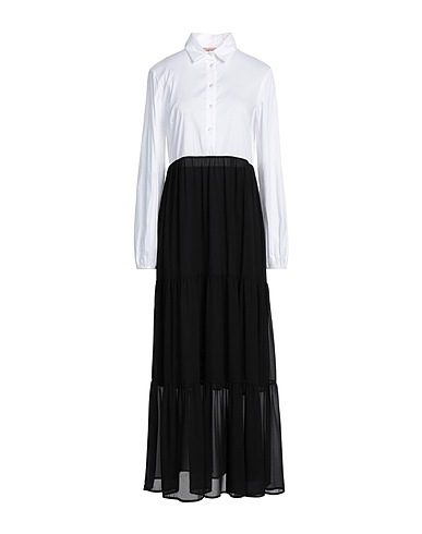 TWINSET Long dress Black 100% Polyester, Cotton, Polyamide