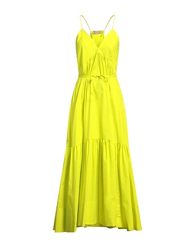 TWINSET Long dress Lime green 96% Cotton, 4% Elastane