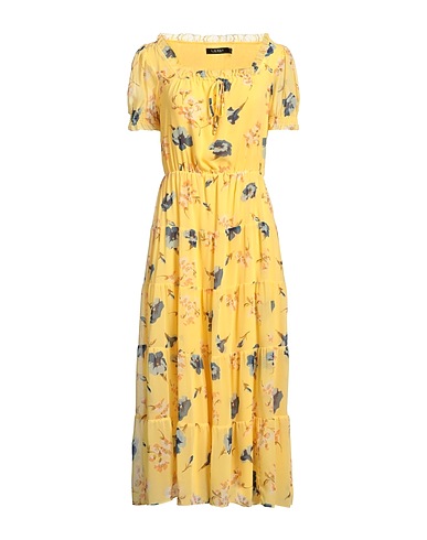 LAUREN RALPH LAUREN Midi dress Yellow 100% Recycled polyester