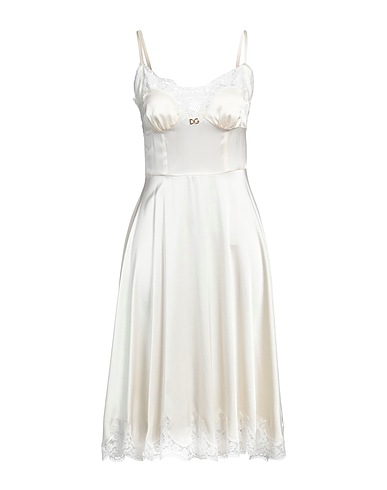 DOLCE&GABBANA Midi dress Ivory 70% Silk, 14% Cotton, 10% Polyamide, 6% Viscose
