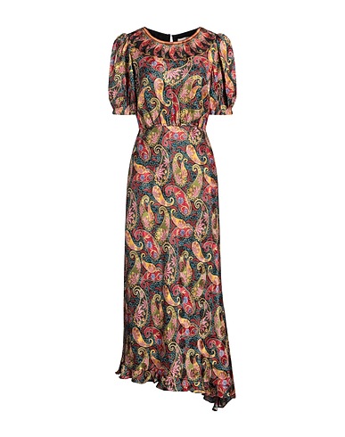 SALONI Long dress Military green 100% Silk