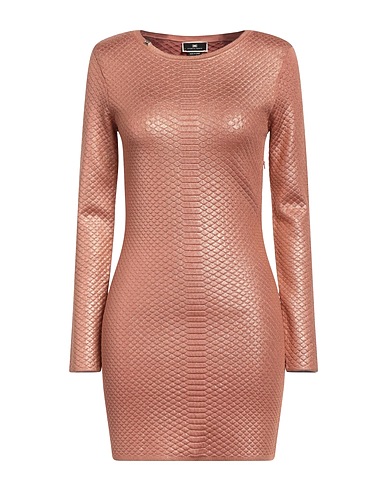 ELISABETTA FRANCHI Sheath dress Rose gold 80% Viscose, 15% Polyamide, 5% Elastane