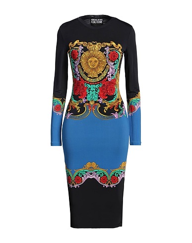VERSACE JEANS COUTURE Midi dress Black 93% Viscose, 7% Elastane
