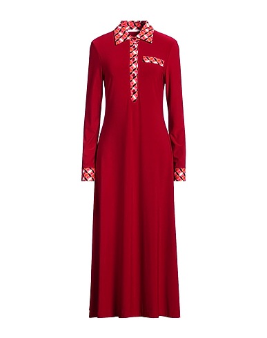 MALÌPARMI Midi dress Brick red 90% Polyester, 10% Elastane, Viscose