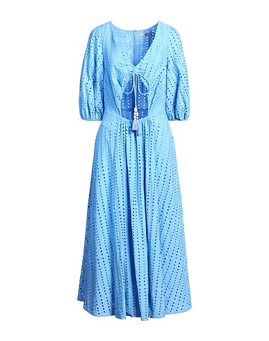 TWINSET Long dress U&B Light blue 100% Cotton