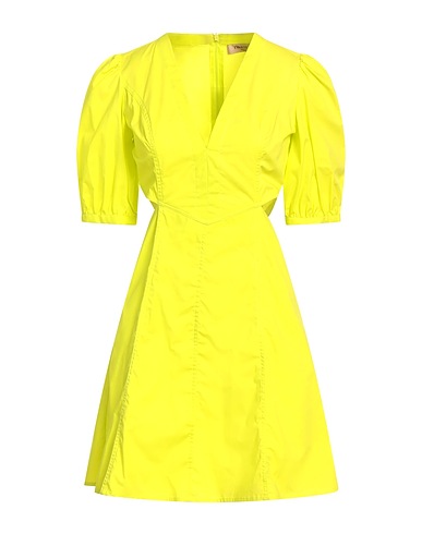 TWINSET Short dress Lime green 96% Cotton, 4% Elastane