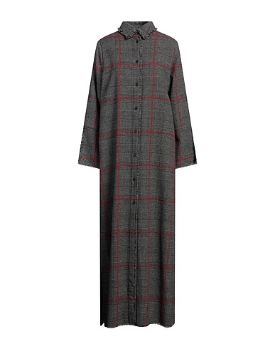 REPLAY Long dress Charcoal 70% Polyester, 30% Wool