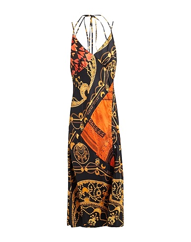 MARINE SERRE Midi dress GOLD LINE Black 100% Silk