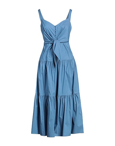 LAUREN RALPH LAUREN Midi dress Pastel blue 65% Cotton, 29% Nylon, 6% Elastane