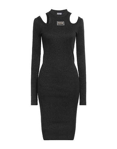 VERSACE JEANS COUTURE Midi dress Black 80% Viscose, 20% Metallic Polyester