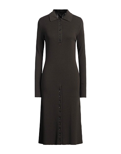 COURRÈGES Midi dress Dark brown 80% Cotton, 20% Merino Wool
