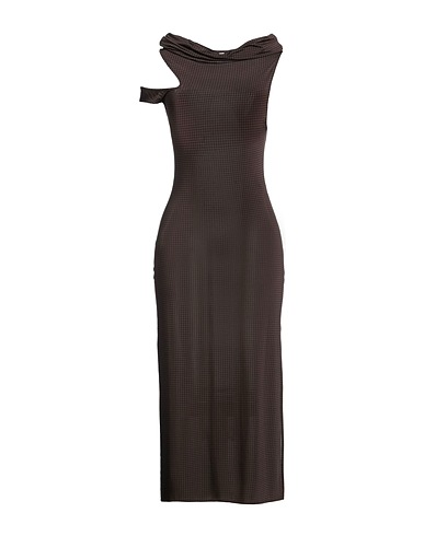 COURRÈGES Long dress Dark brown 91% Viscose, 9% Elastane