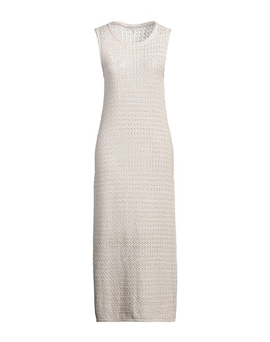 ANTONELLI Long dress Beige 66% Linen, 34% Cotton