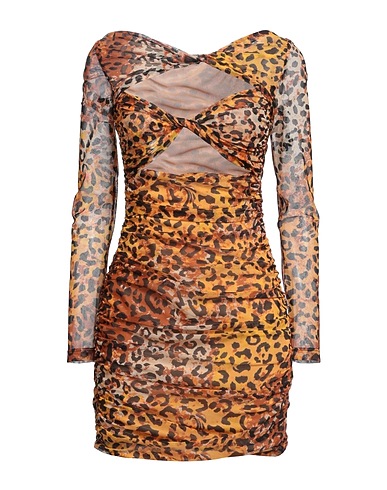 JUST CAVALLI Sheath dress Brown 91% Polyamide, 9% Elastane