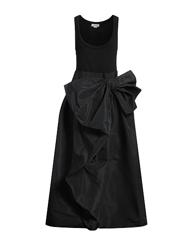 MCQUEEN Long dress Black 92% Cotton, 8% Elastane, Polyester