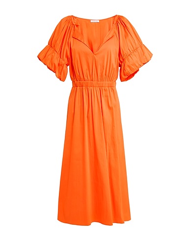 PATRIZIA PEPE Midi dress Orange 79% Cotton, 18% Polyamide, 3% Elastane