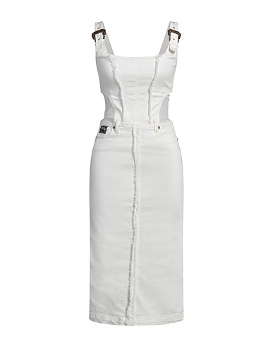 VERSACE JEANS COUTURE Denim dress White 99% Cotton, 1% Elastane, Polyamide