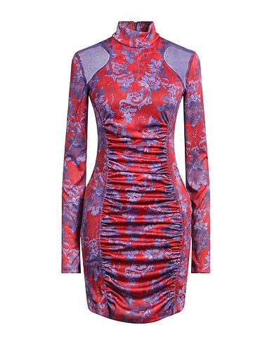 VERSACE JEANS COUTURE Robe courte Pourpre 100% Polyester, Polyamide, Élasthanne