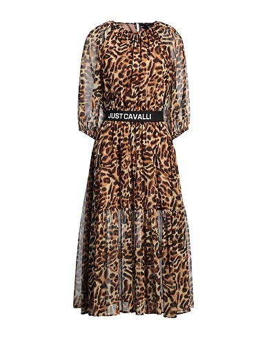 JUST CAVALLI Midi dress Beige 100% Polyester