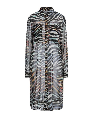JUST CAVALLI Shirt dress Black 98% Polyester, 2% Metallic Polyester