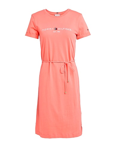 TOMMY HILFIGER Midi dress Salmon pink 100% Cotton