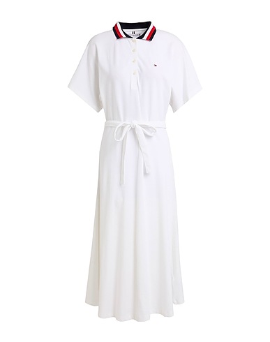 TOMMY HILFIGER Midi dress White 97% Cotton, 3% Elastane