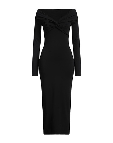 ROTATE BIRGER CHRISTENSEN Long dress Black 48% Cotton, 48% Modal, 4% Elastane