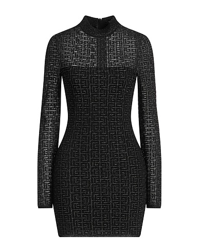 BALMAIN Sheath dress Black 63% Viscose, 18% Cupro, 9% Polyester, 6% Polyamide, 4% Metallic Polyester