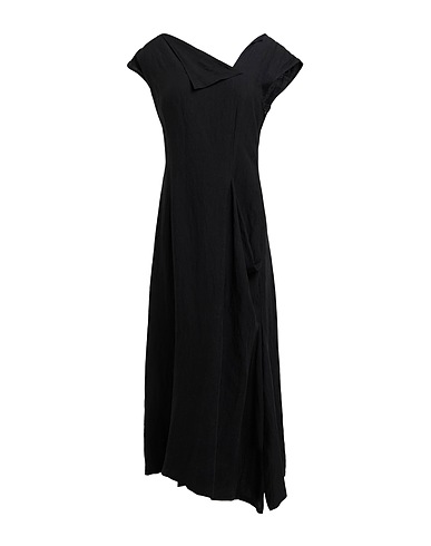 Y'S YOHJI YAMAMOTO Midi-Kleid Schwarz 70% Cupro, 30% Leinen