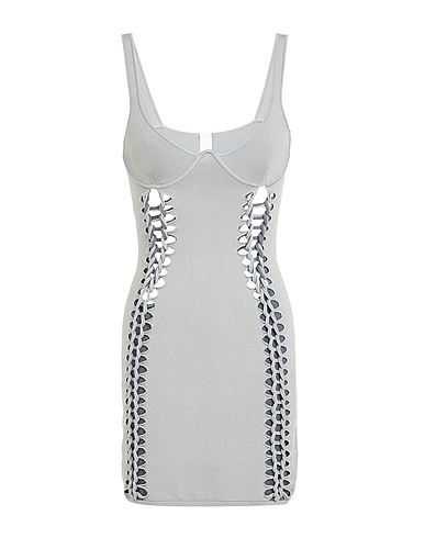 DION LEE Sheath dress Grey 57% Viscose, 23% Nylon, 16% Polyester, 4% Elastane