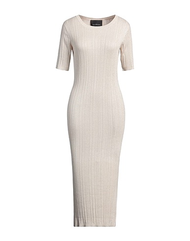 JOHN RICHMOND Midi dress Beige 76% Viscose, 16% Polyester, 8% Metallic fiber