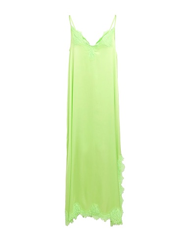 PINK MEMORIES Vestito midi Verde lime 95% Viscosa, 5% Elastan, Cotone, Poliammide