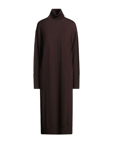 RUE DE TOKYO Midi dress Chocolate brown 100% Merino Wool