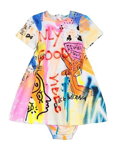 DOLCE&GABBANA Baby dress Orange 90% Cotton, 10% Elastane