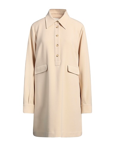OTTOD'AME Shirt dress Beige 63% Polyester, 32% Viscose, 5% Elastane