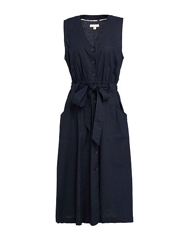 BARBOUR Midi dress Navy 70% Cotton, 30% Linen