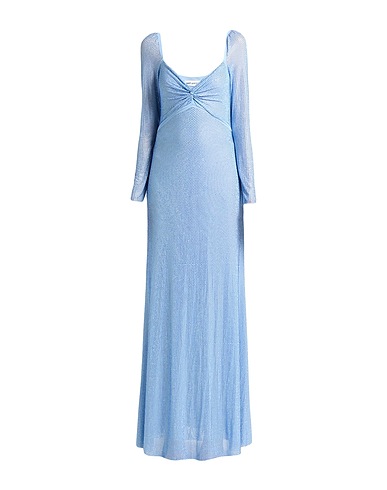 SELF-PORTRAIT Long dress Light blue 96% Polyester, 4% Elastane